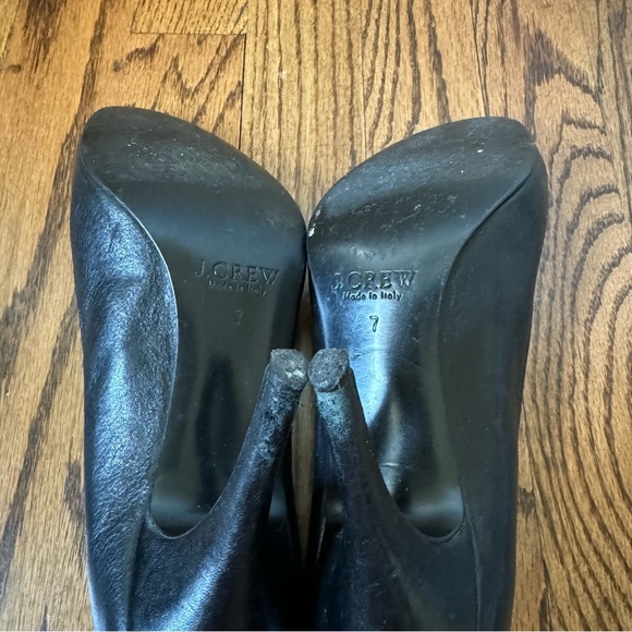 J. Crew Black Leather Heels Round Toe - Picture 5 of 5